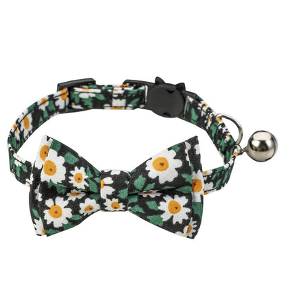 Cotton Floral Cat Collar with Bow for Pets