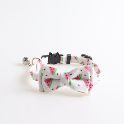 Cat Collar with Bell and Bow - Summer Watermelon Design