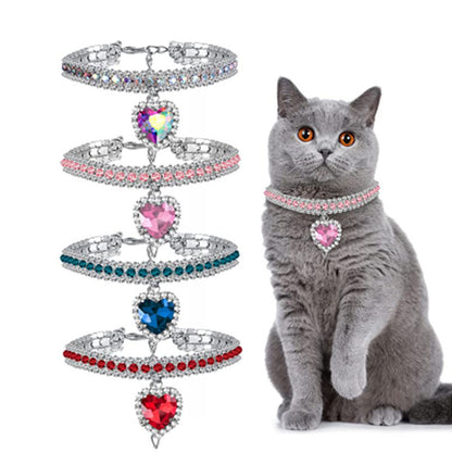 Cute Bling Rhinestone Cat Collar for Kittens