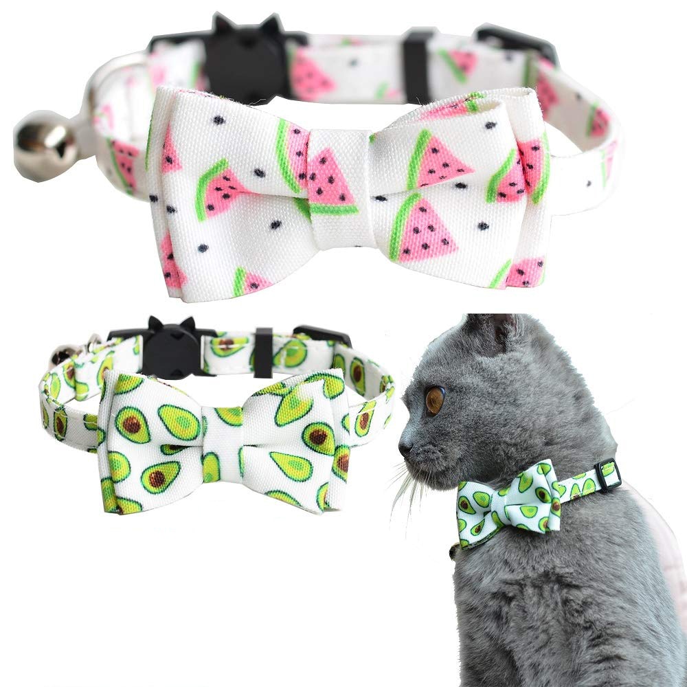 Cat Collar with Bell and Bow - Summer Watermelon Design
