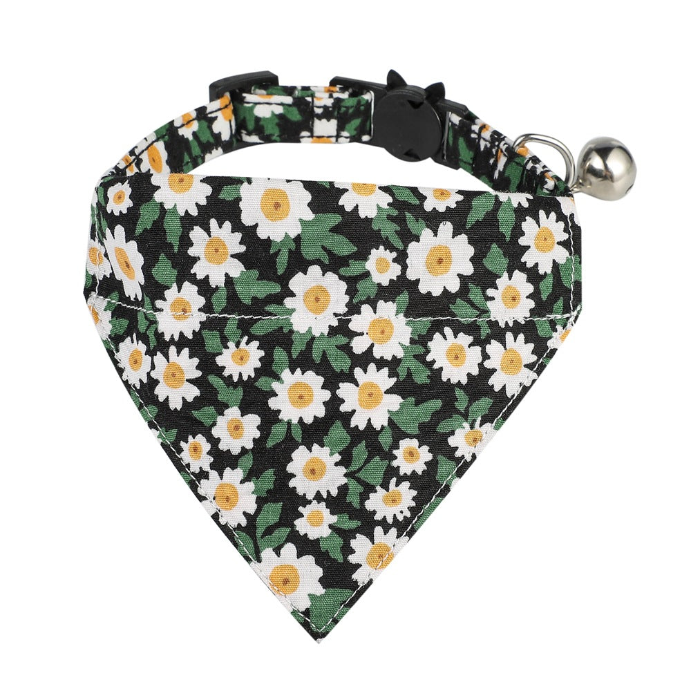 Cotton Floral Cat Collar with Bow for Pets