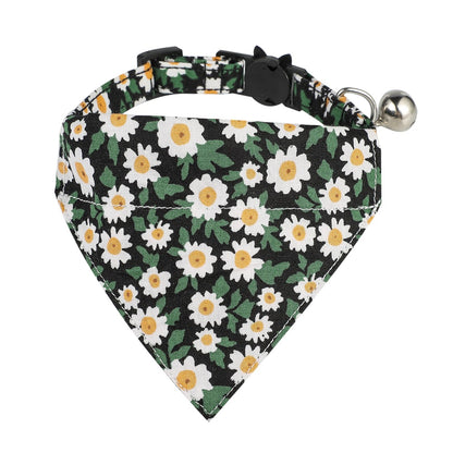 Cotton Floral Cat Collar with Bow for Pets