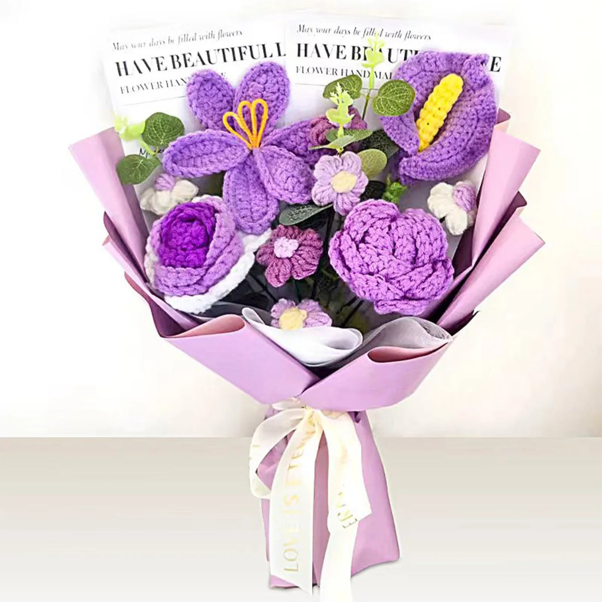 Handmade Crochet Tulip Flowers Bouquet, Crochet Flower Bouquet for Woman, Mother's Day, Valentine's Day, Anniversary, Birthday