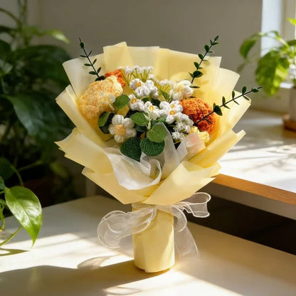 Artificial Flower Crochet Bouquet Creative Bouquet Mothers Day Birthday Valentine Graduation Gift Eternal Flower