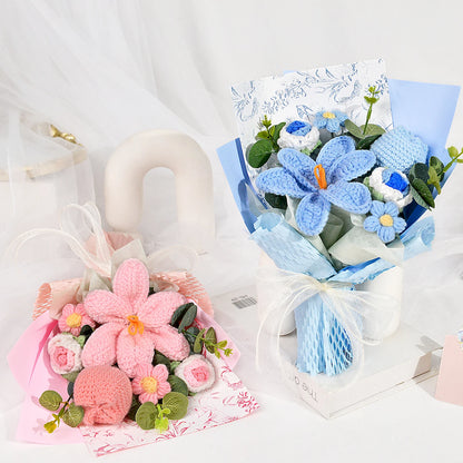 Handmade Crochet Tulip Bouquet, Crochet Flowers Bouquet for Mother's Day Christmas Thanksgiving Graduation Gift & Home Decor