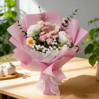 Artificial Flower Crochet Bouquet Creative Bouquet Mothers Day Birthday Valentine Graduation Gift Eternal Flower