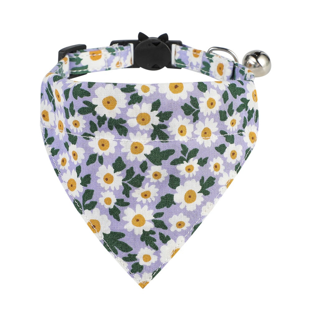 Cotton Floral Cat Collar with Bow for Pets