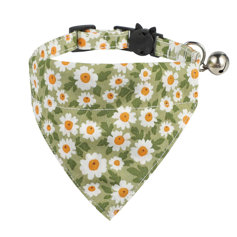 Cotton Floral Cat Collar with Bow for Pets