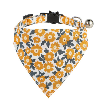 Cotton Floral Cat Collar with Bow for Pets